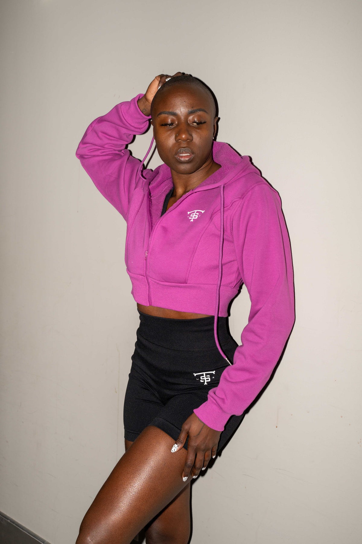 Fuchsia Hooded Crop Jacket